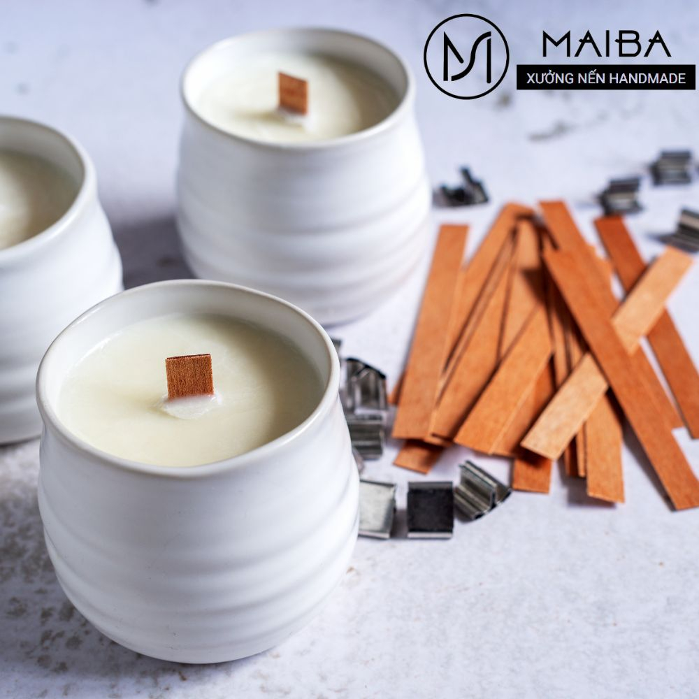 Nguyên Liệu Làm Nến Thơm MAIBA Bấc Gỗ, Cotton + Chân Kẹp Cao Cấp