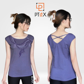 Áo phông cotton cộc tay dây đan lưng cho nữ