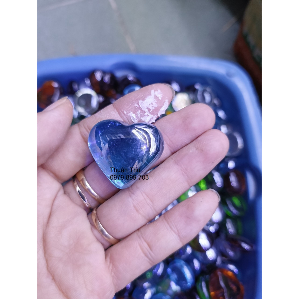 150gr  sỏi thủy tinh hình trái tim trang trí decor