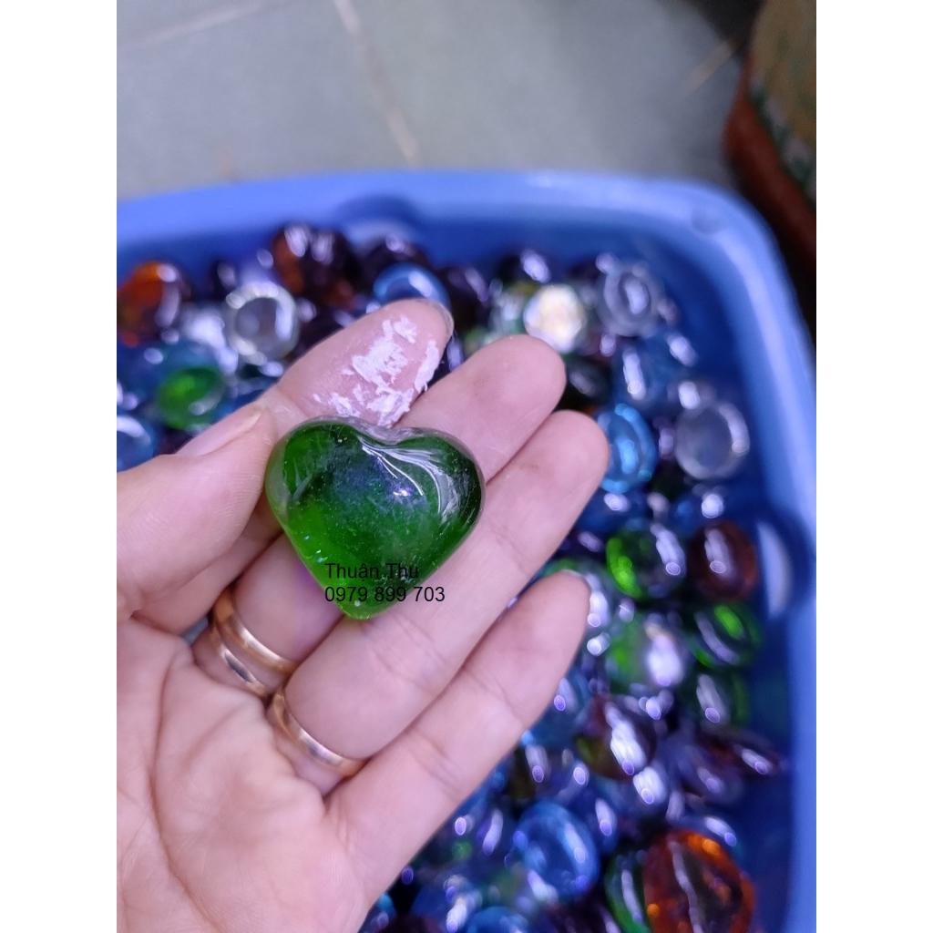 150gr  sỏi thủy tinh hình trái tim trang trí decor