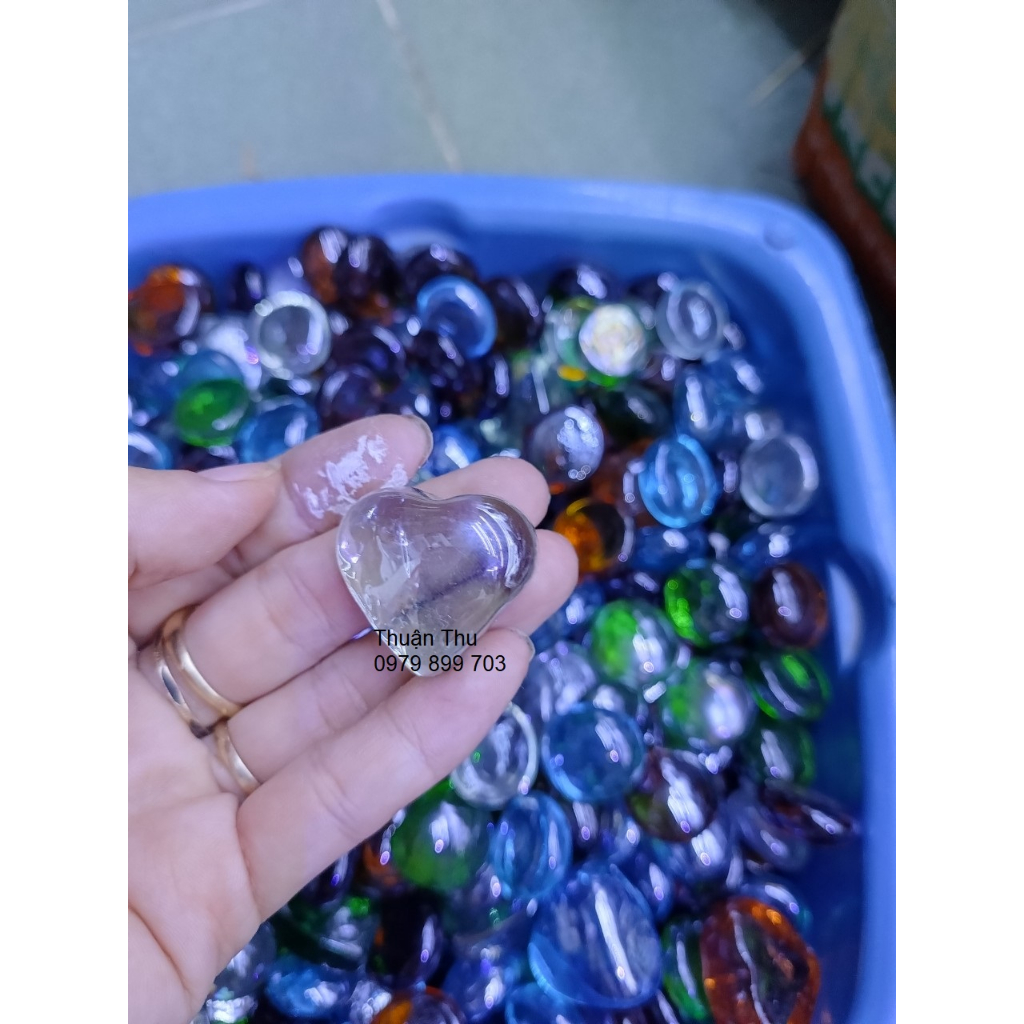 150gr  sỏi thủy tinh hình trái tim trang trí decor
