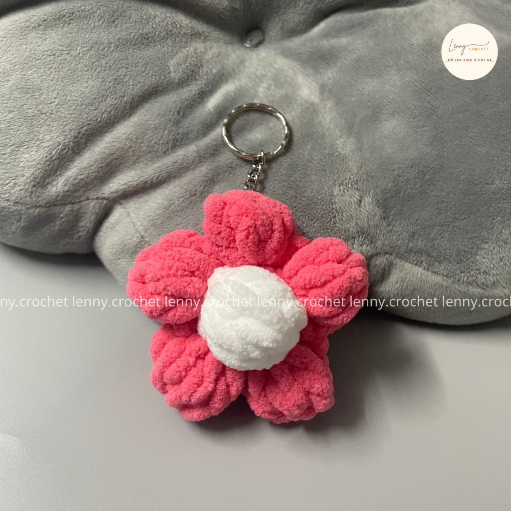 Móc khóa len hình bông hoa Handmade, mix cùng túi hoa cúc