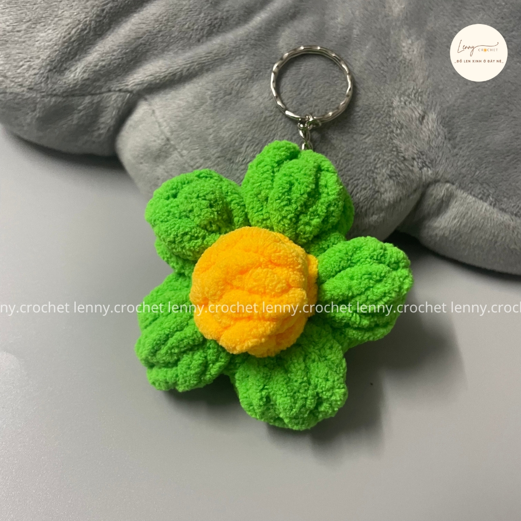Móc khóa len hình bông hoa Handmade, mix cùng túi hoa cúc
