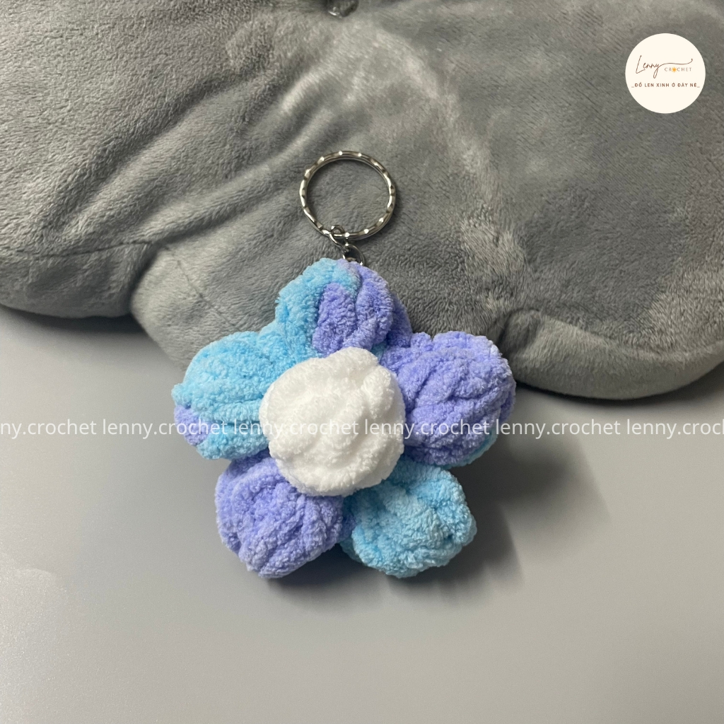 Móc khóa len hình bông hoa Handmade, mix cùng túi hoa cúc