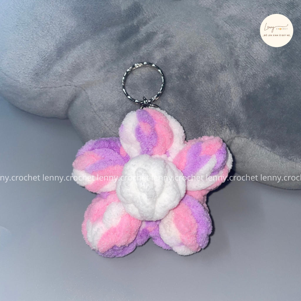 Móc khóa len hình bông hoa Handmade, mix cùng túi hoa cúc