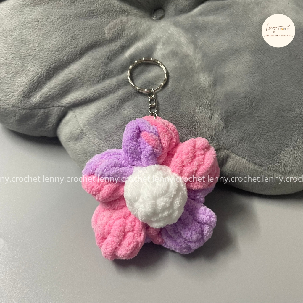 Móc khóa len hình bông hoa Handmade, mix cùng túi hoa cúc