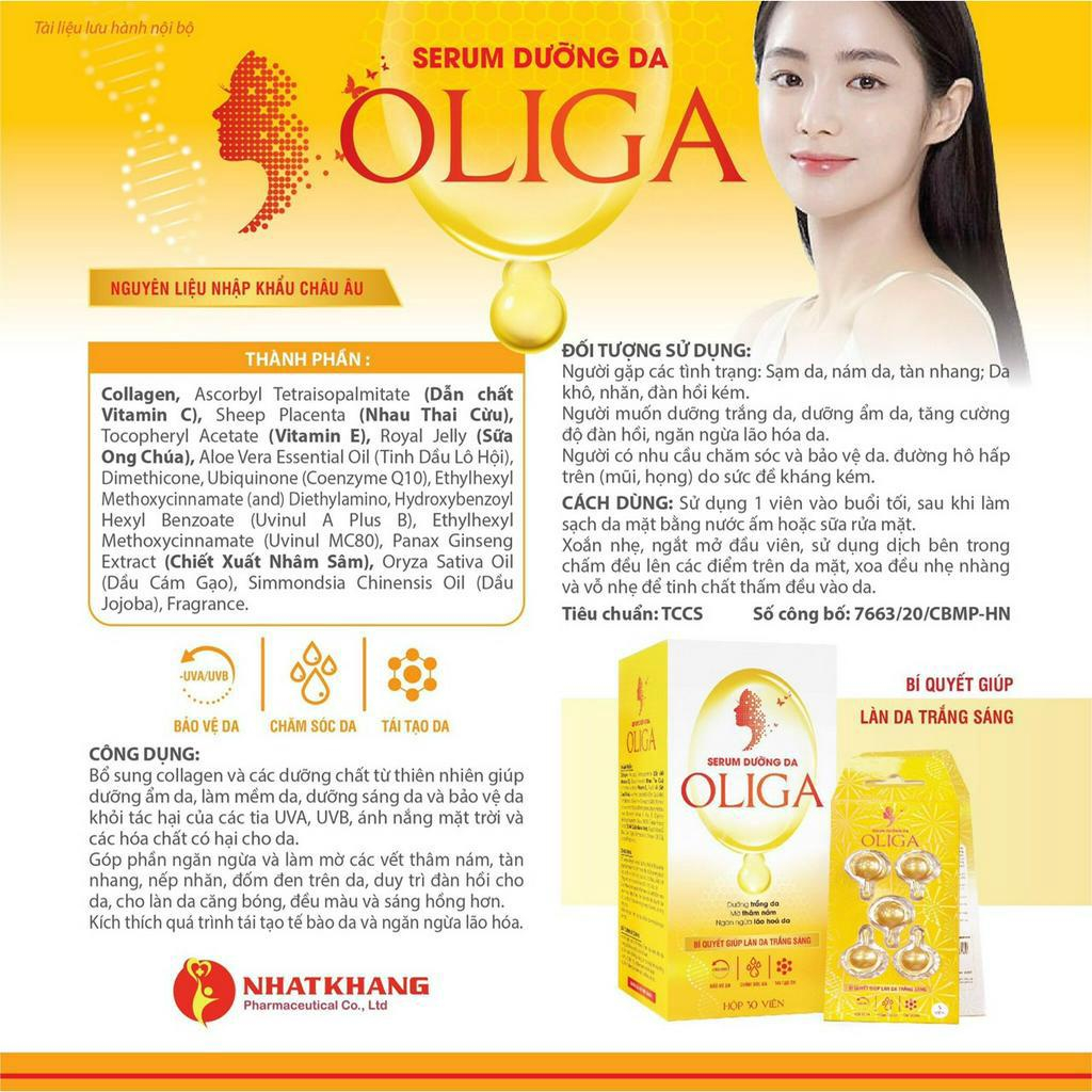 Serum dưỡng da trắng da giảm thâm nám giảm tan nhang ngăn ngừa lão hóa da phục hồi da Oliga hộp 30 viên