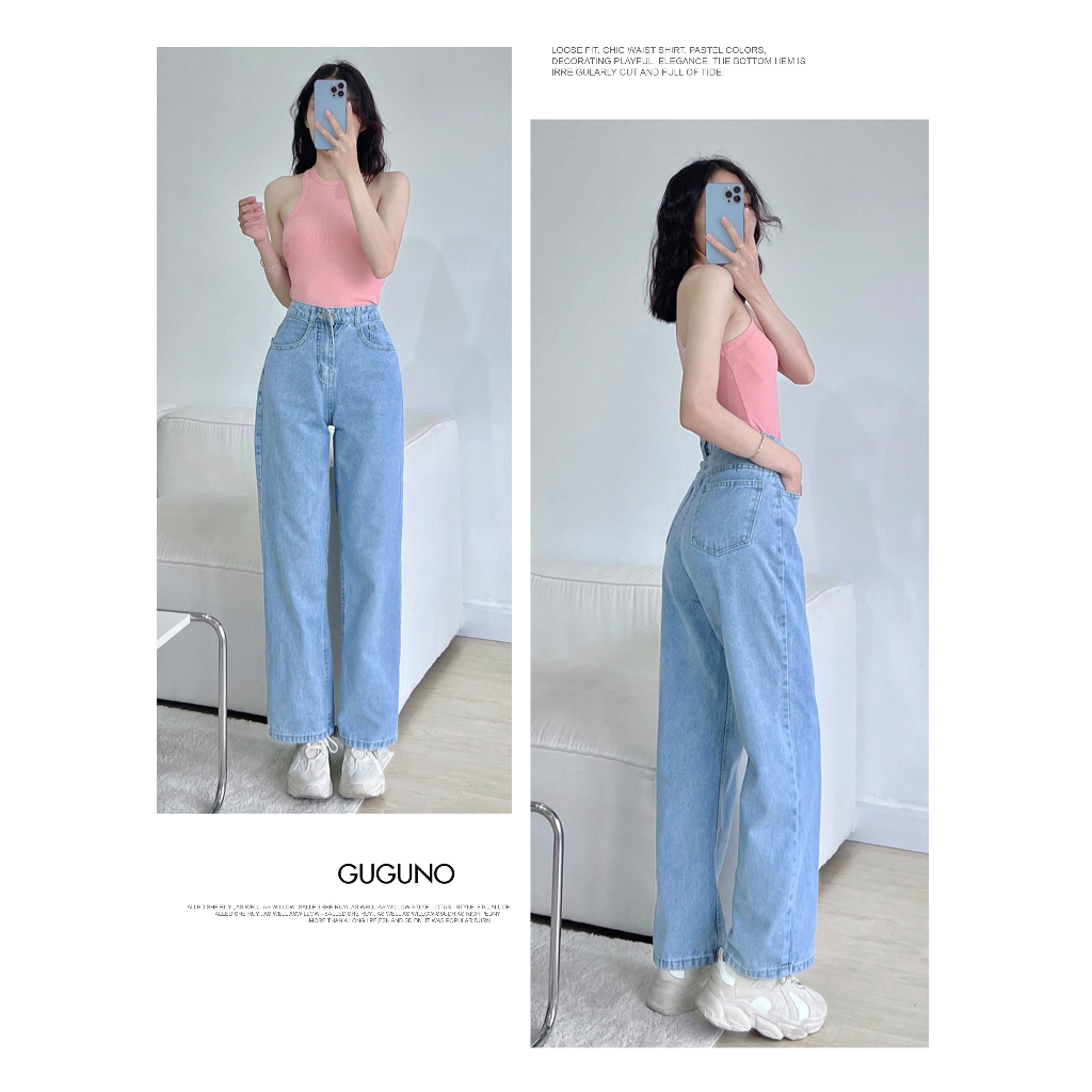 Quần jeans ống rộng Guguno nữ (quần jeans nữ, quần jean nữ, quần rin nữ, quần bò nữ)