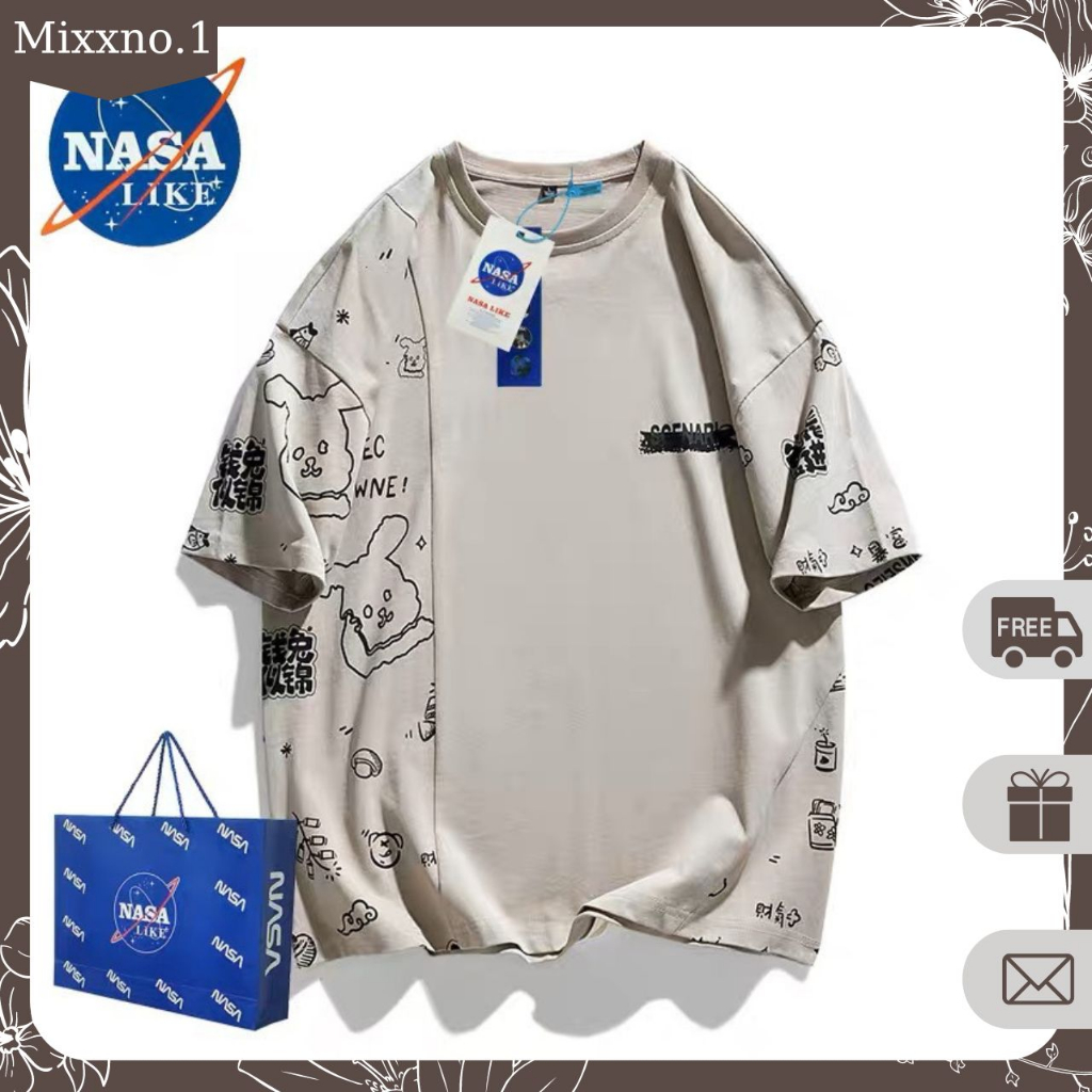 Áo Thun Tay Lỡ Form Rộng Họa Tiết Hình Gấu Nhỏ Phong Cách Thể Thao Thời Trang Mixxno.1 TOP NAM 274