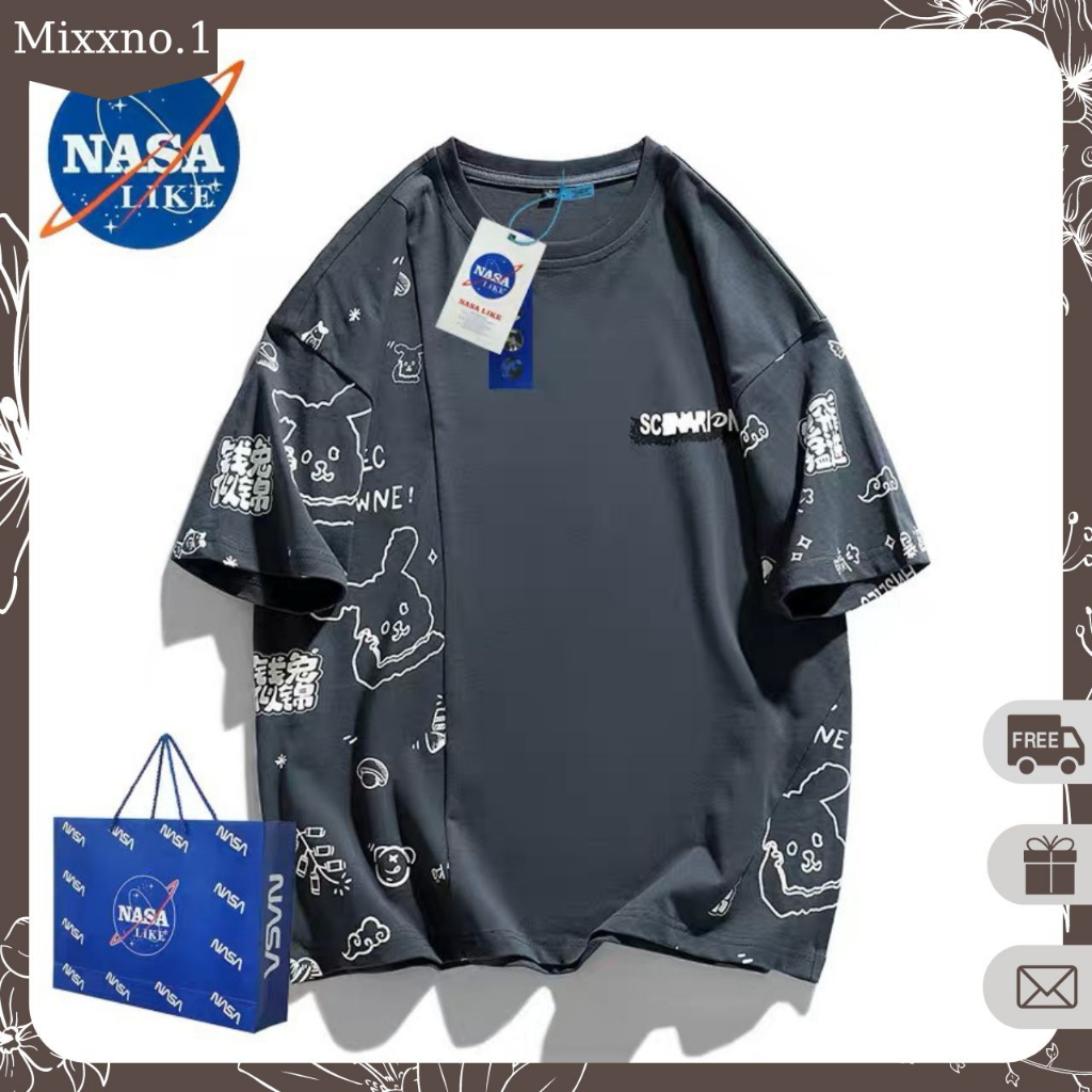 Áo Thun Tay Lỡ Form Rộng Họa Tiết Hình Gấu Nhỏ Phong Cách Thể Thao Thời Trang Mixxno.1 TOP NAM 274