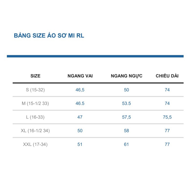 ÁO SƠ MI NAM/NỮ RL CHẤT COTTON OXFORD