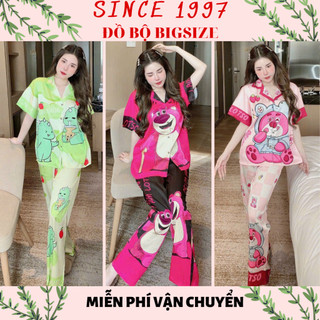 Lụa Xước cao cấp - Đồ bộ bigsize 50-70kg lụa Xước, Since1997 Pijama, Đồ ngủ lụa ánh kim cao cấp sang trọng