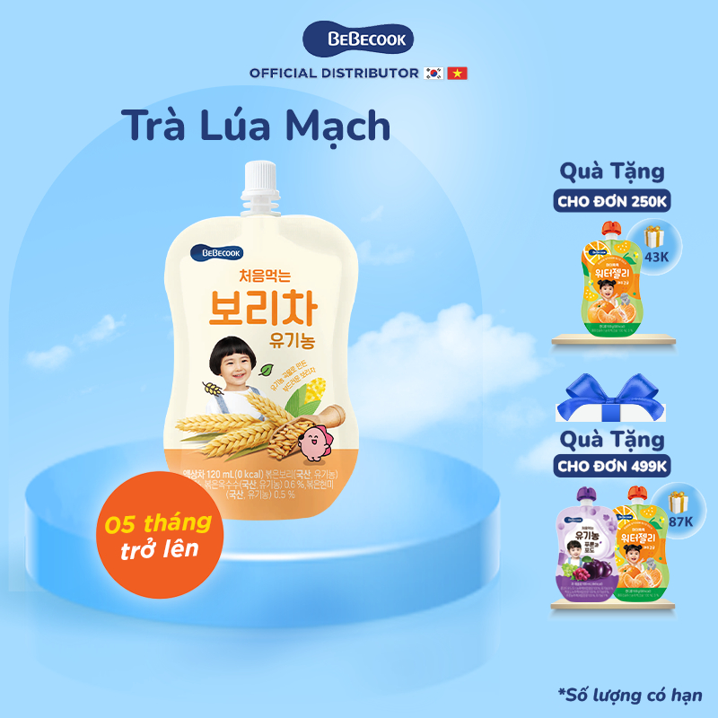 Trà lúa mạch hữu cơ BeBecook dành cho bé từ 5 tháng tuổi
