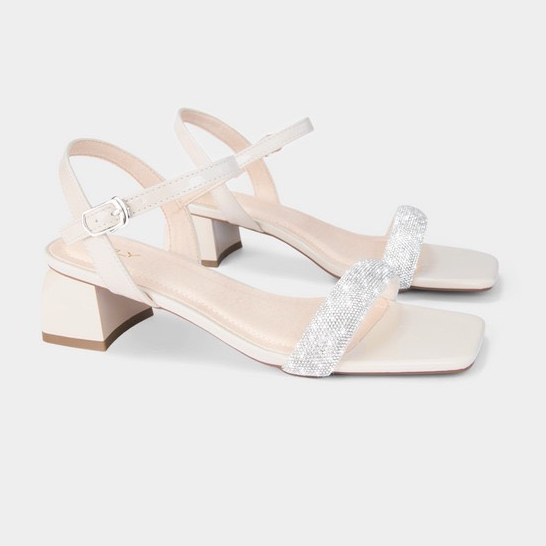 GIÀY SANDAL bản ngang gót vuông 4 phân màu trắng có size lớn