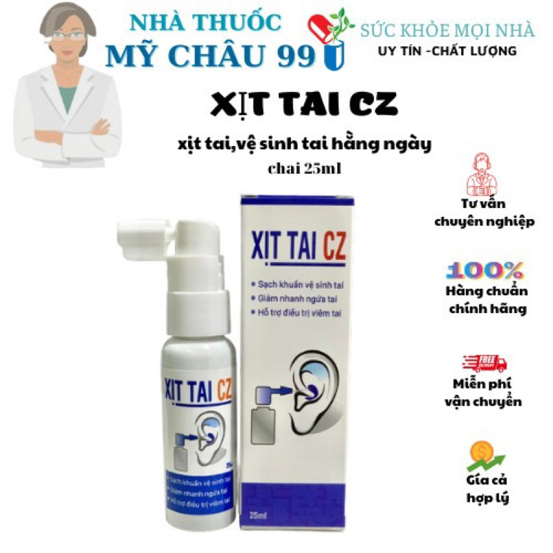 Xịt tai CZ - Dung dịch xịt làm sạch vệ sinh tai cho bé và người lớn [Chai 25ml]