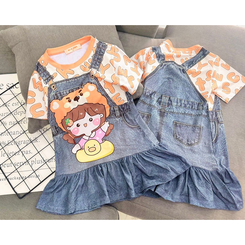 12-22kg | 20.Đầm bé gái thun lạnh loại 1 GIẢ YẾM JEAN