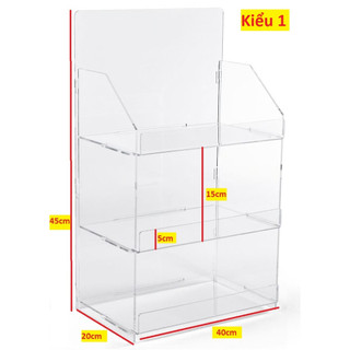 Kệ mica đựng sách báo, tạp chí, tạp hóa, trưng bày sản phẩm, nhiều kích thước, nhiều màu sắc, dạng lắp ráp