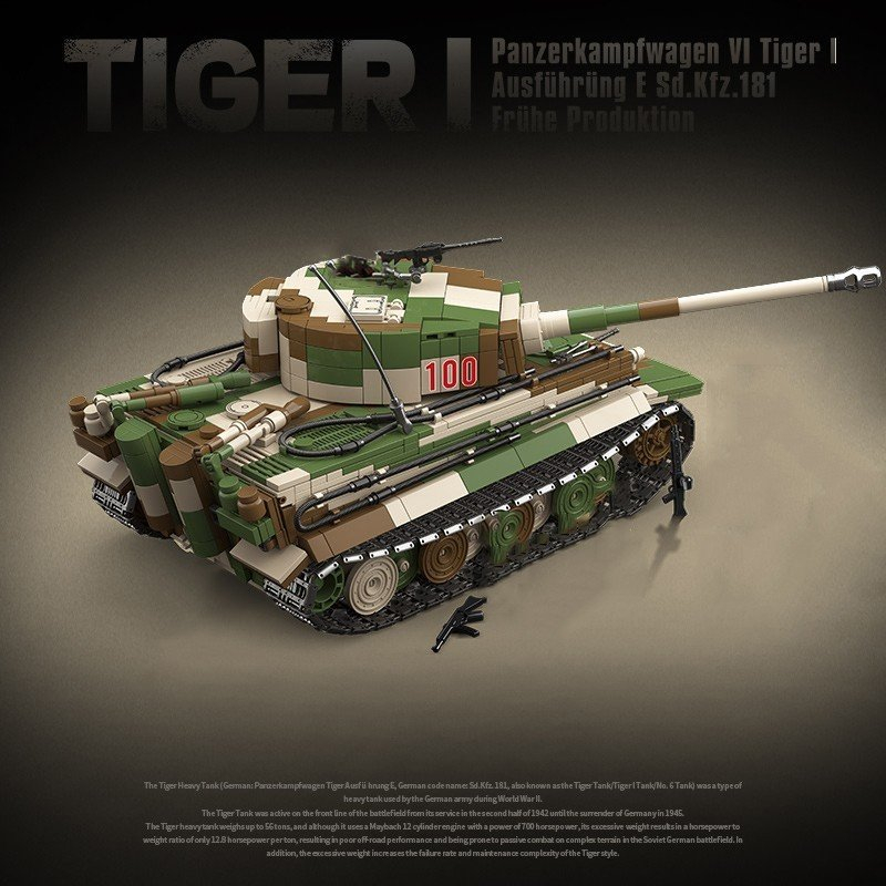 Mô Hình Đồ Chơi Lắp Ráp Xe Tăng Quân Sự Military Tiger Heavy Tank I Collect Model Decorations QUAN GUAN 100244