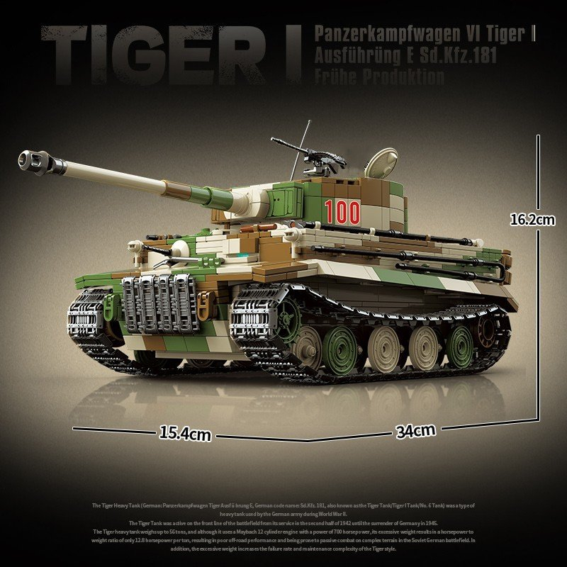Mô Hình Đồ Chơi Lắp Ráp Xe Tăng Quân Sự Military Tiger Heavy Tank I Collect Model Decorations QUAN GUAN 100244
