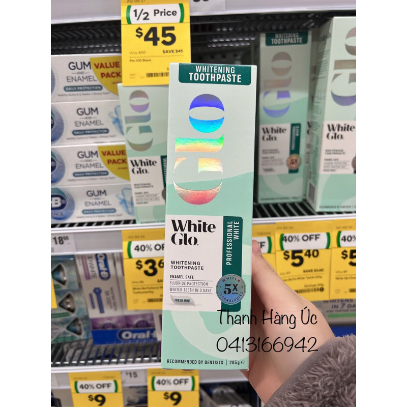 Kem đánh răng tối ưu trắng sau 3 ngày White Glo Toothpaste