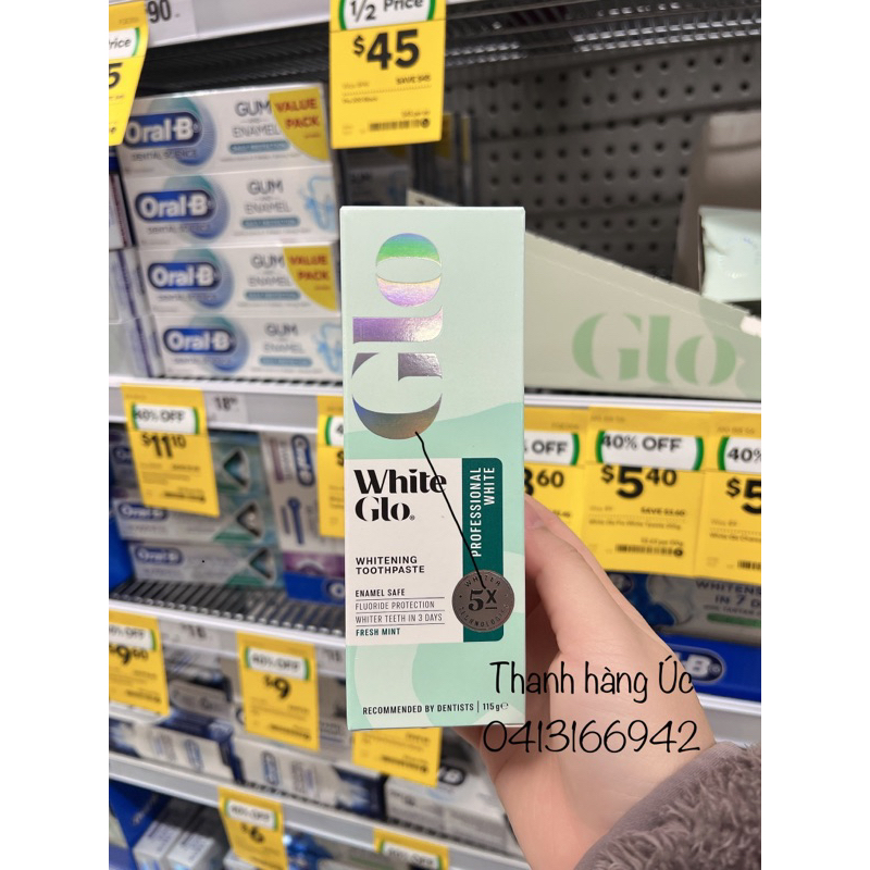 Kem đánh răng tối ưu trắng sau 3 ngày White Glo Toothpaste