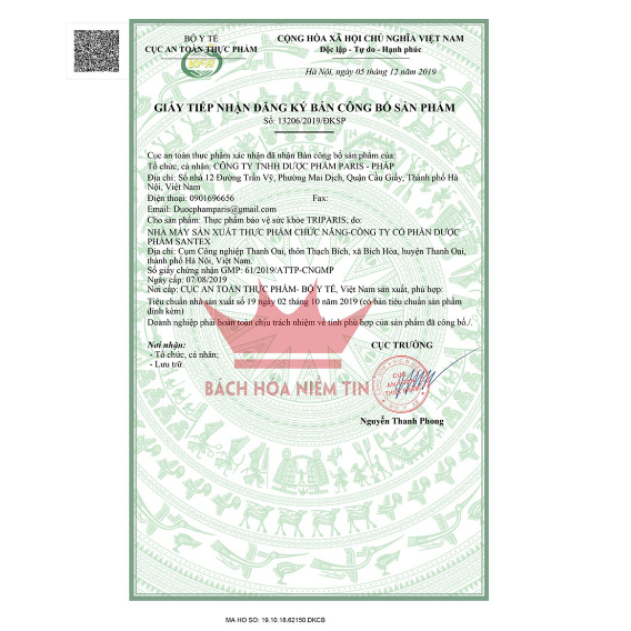 Trĩ Paris - Viên uống tiêu trĩ giảm táo bón thành phần Diếp cá, Nano Curcumin,Hạt dẻ