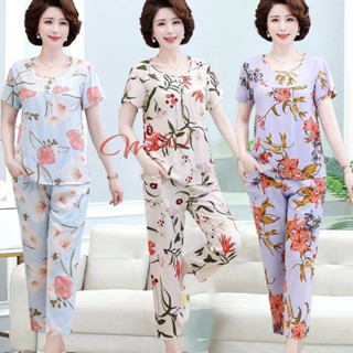 Đồ bộ cho mẹ B72 - Bộ đồ trung niên nữ đẹp - Bộ lanh mùa hè cho mẹ - Mặc nhà U40 U50 U60 Bigsize 60kg 70kg 80kg 