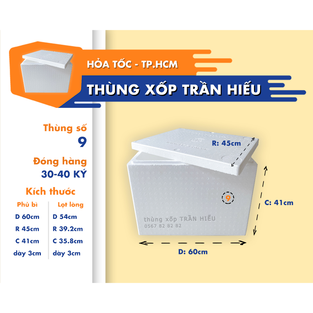 thùng xốp size số 9 : 40 Ký , thùng xốp giữ nhiệt,thùng mút mới