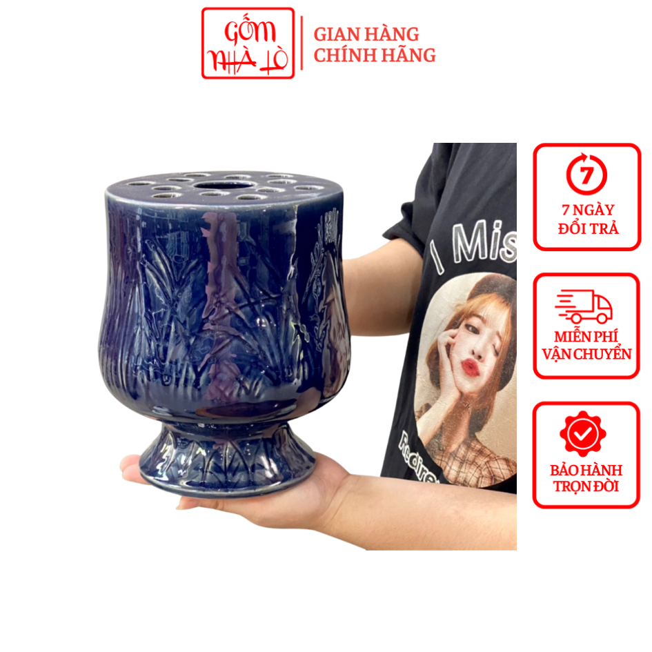 Bình Hoa Decor Dáng Đài Sen Bình Hoa Gốm Sứ Bát Tràng Có 3 Màu Cao 20cm Lọ Hoa Decor Gốm Nhà Lò