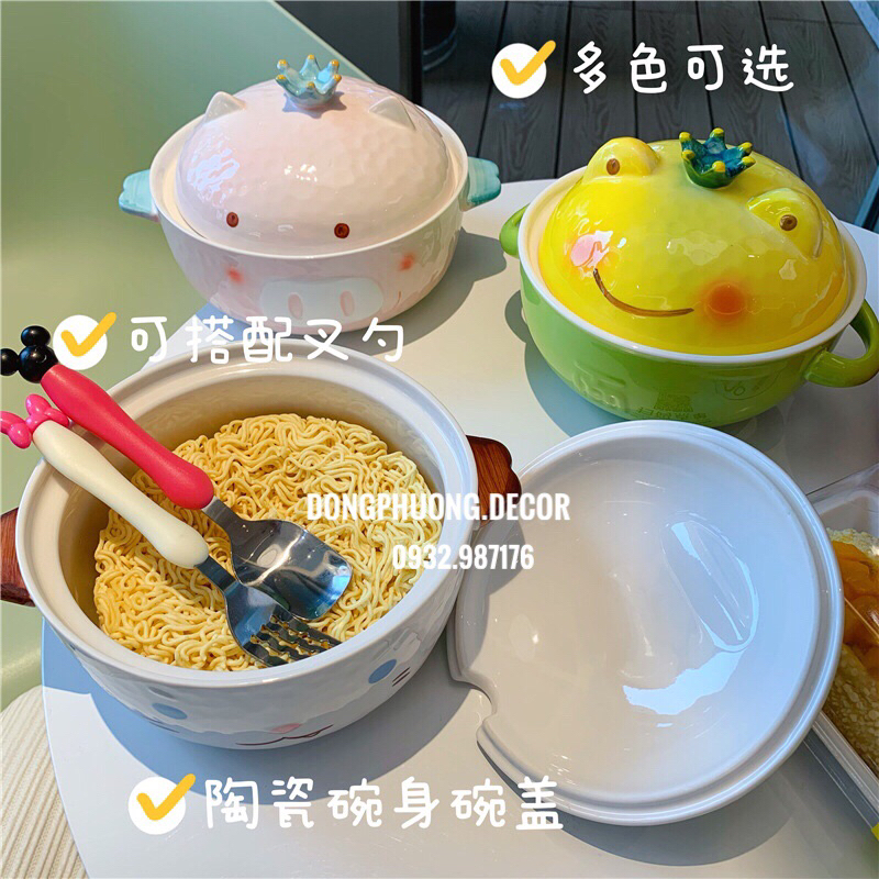 Bát úp mì, tô ăn mì có nắp, tô canh soup gốm sứ dễ thương (nhiều mẫu)
