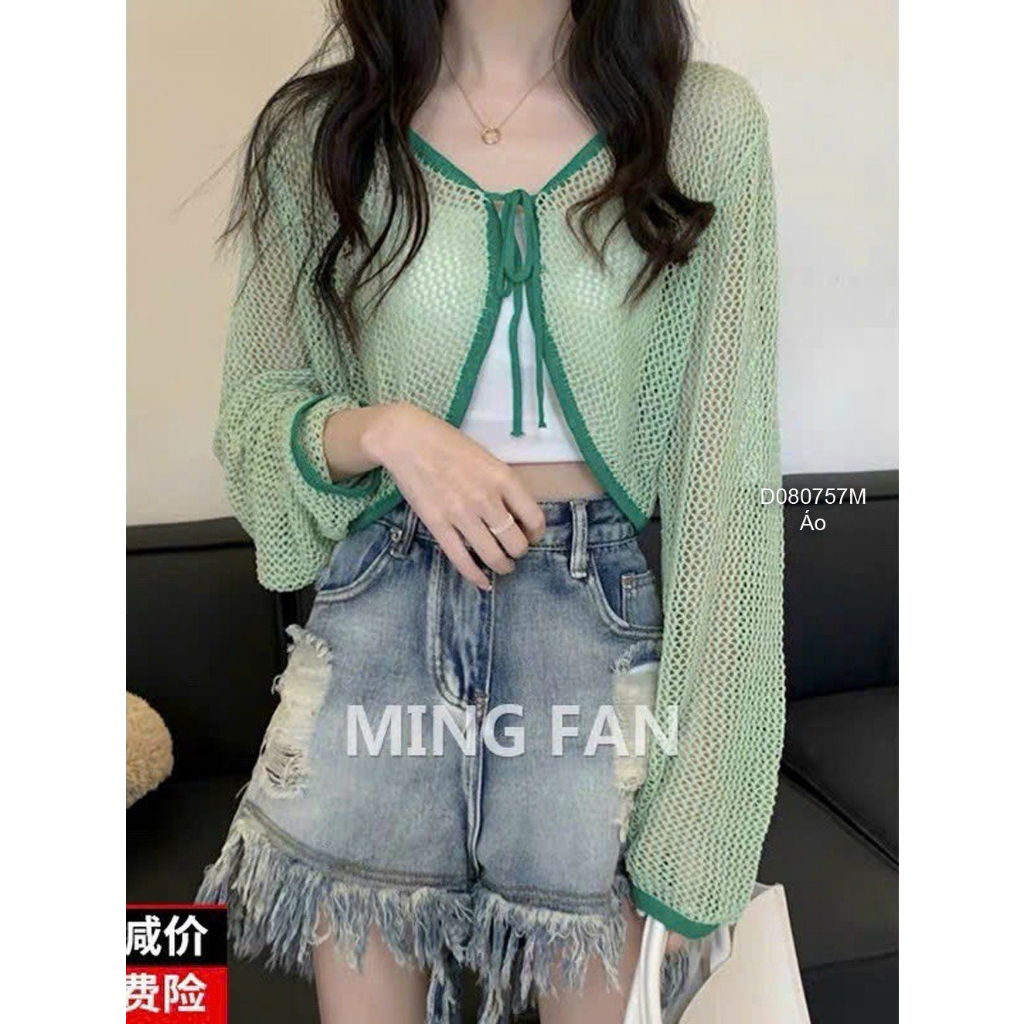 Áo khoác lưới kiểu dáng croptop cột dây hàng nhập!