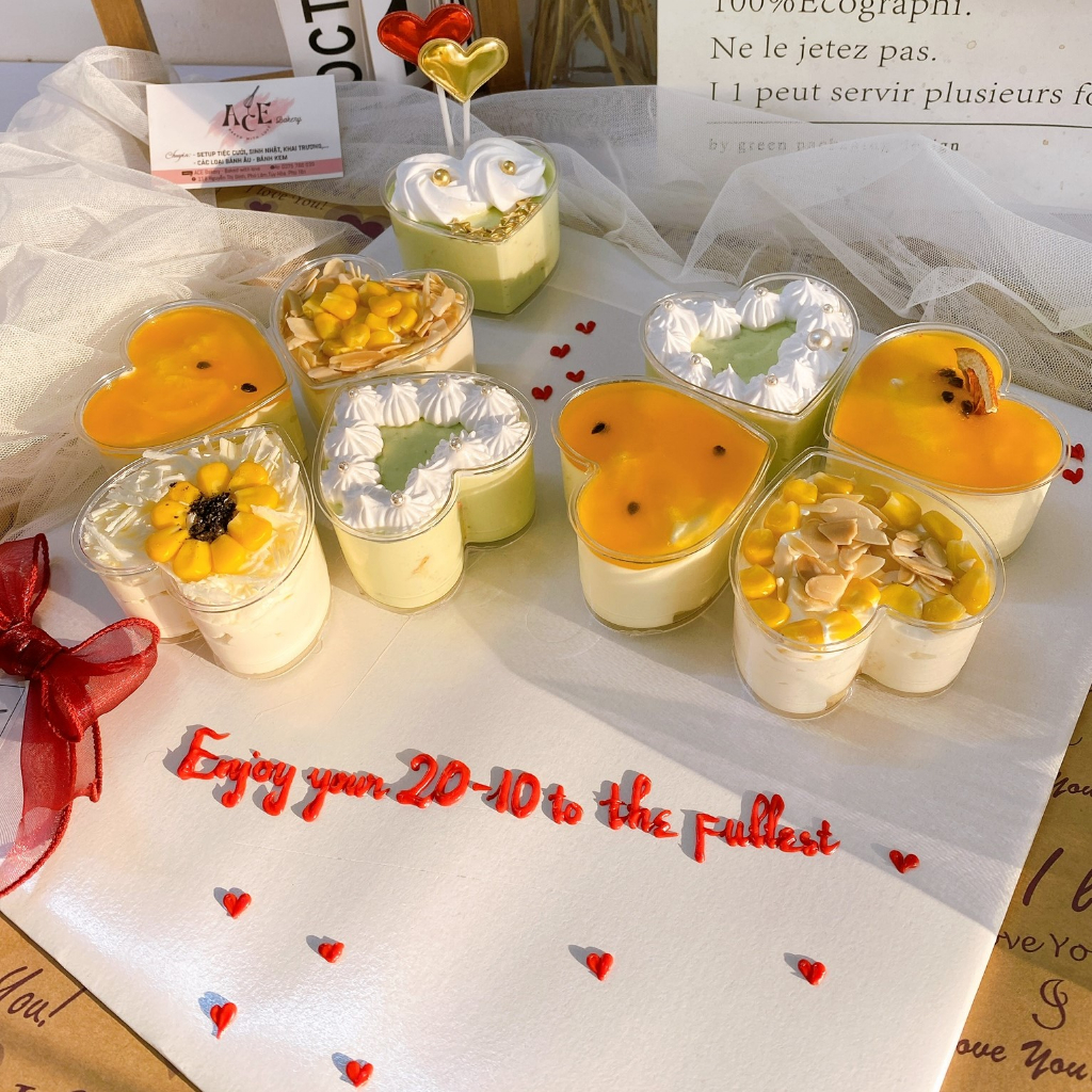 Ly trái tim đựng pana cotta, mousse, bánh kem, bánh tiệc 150ml