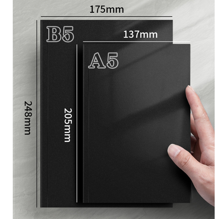 NB42 Sổ tay ghi chú bìa trơn kraft/ bìa đen B5 và A5