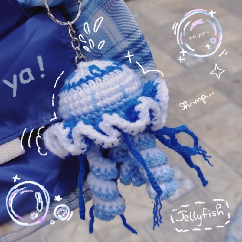 MÓC KHOÁ SỨA BẰNG LEN JELLYFISH KEYCHAIN
