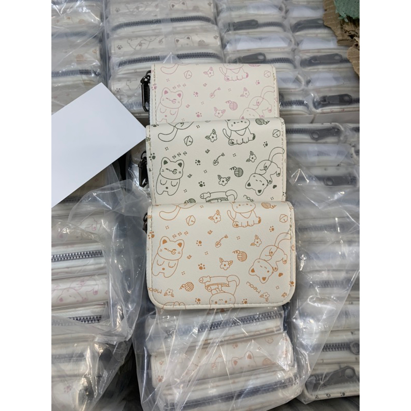 Ví Nữ Mini Nhiều Ngăn Cầm Tay Khoá Kéo Hoạ Tiết Cute Phong Cách Hàn Quốc 1087