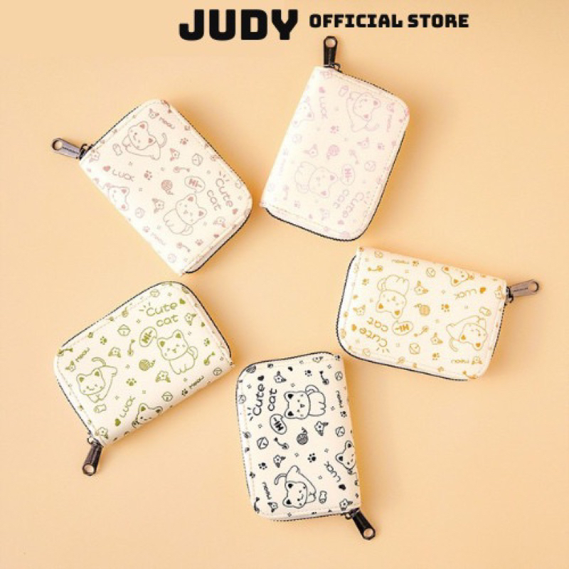 Ví Nữ Mini Nhiều Ngăn Cầm Tay Khoá Kéo Hoạ Tiết Cute Phong Cách Hàn Quốc 1087