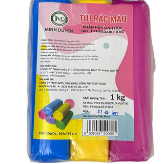 Túi đựng rác Không mùi - Tự huỷ sinh học sản xuất tại Việt Nam - loại 3 màu cao cấp Minh Duyên