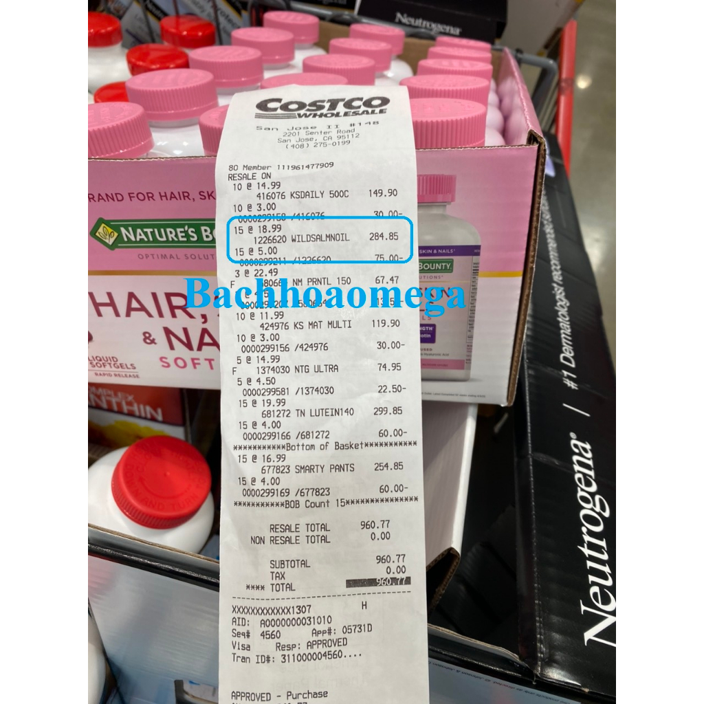 Viên uống dầu cá hồi Salmon 210v Pure Alaska Omega-3 Wild Alaskan Salmon Oil 1000mg 210 viên