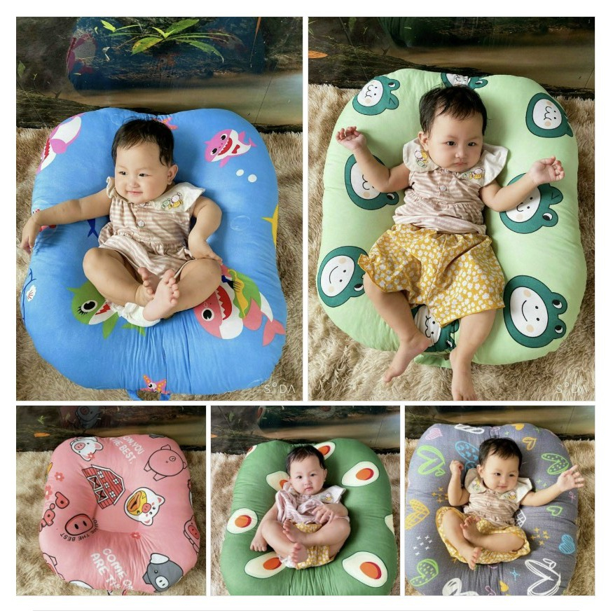 Gối chống trào ngược cho bé vải 100% cotton thoáng mát, mềm mịn, đệm chống nôn trớ an toàn cho bé yêu