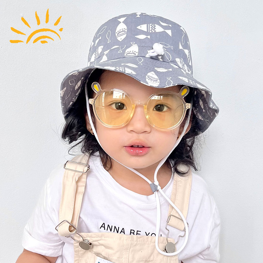 Mũ tai bèo chống nắng họa tiết ngộ nghĩnh vành rộng cho bé 1-14 tuổi, chất COTTON mềm mát phong cách bucket dễ thương