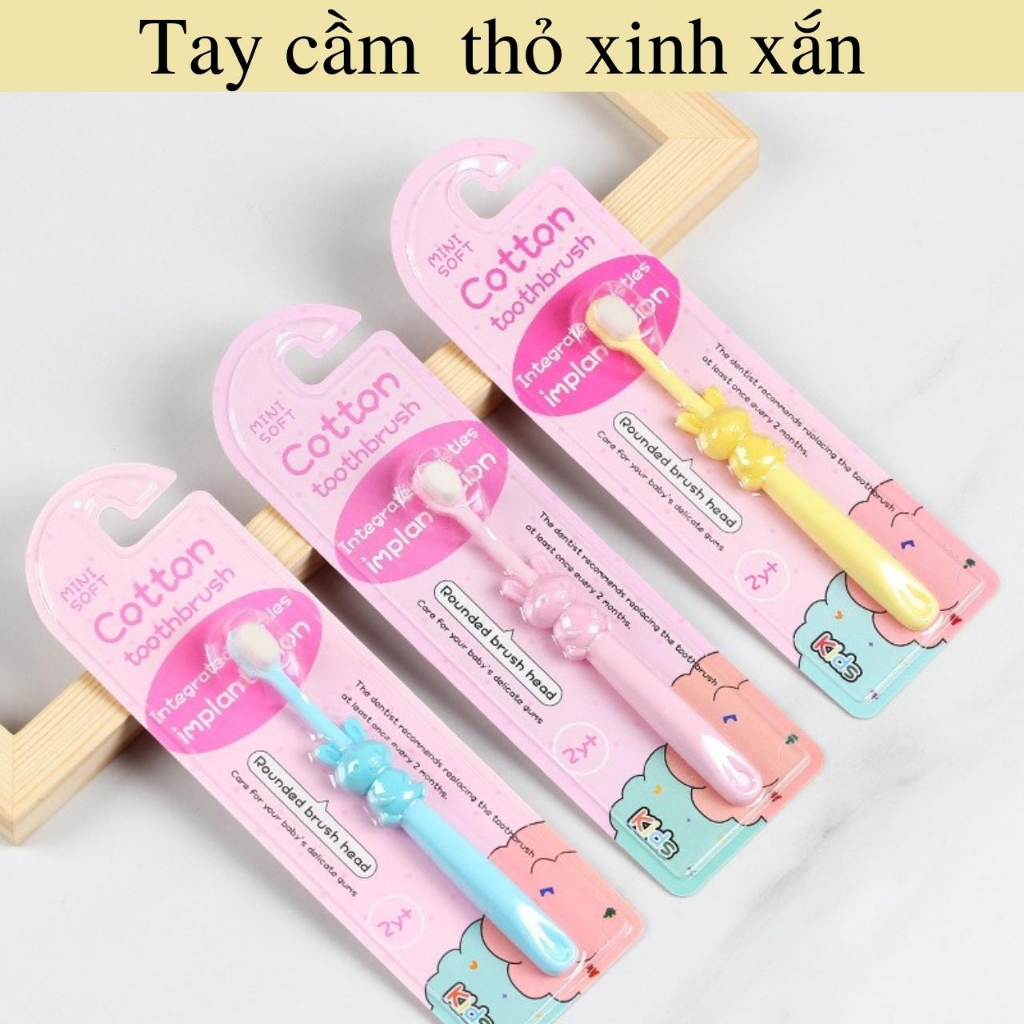 Bàn chải đánh răng cho bé từ 2 đến 12 lông tơ mềm mịn đánh êm ái không đau nướu hình voi thỏ dễ thương cho bé thích thú