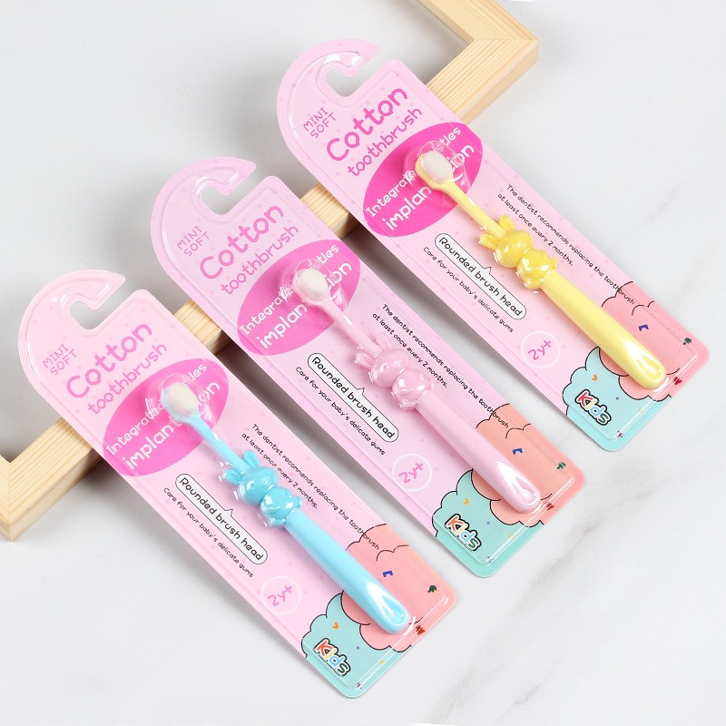 Bàn chải đánh răng cho bé từ 2 đến 12 lông tơ mềm mịn đánh êm ái không đau nướu hình voi thỏ dễ thương cho bé thích thú