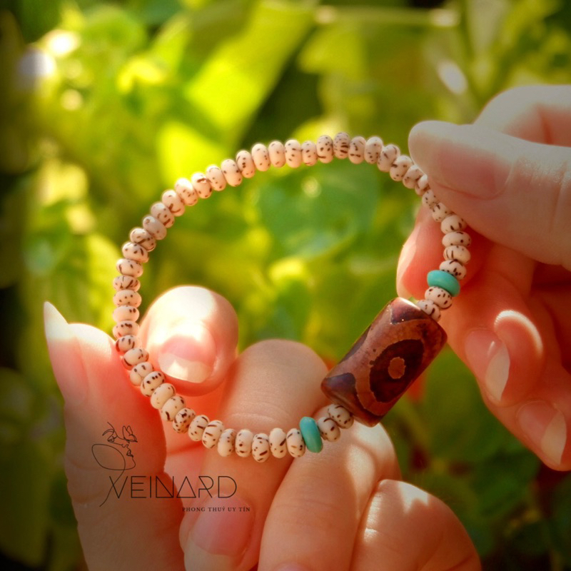 Vòng tay Dzi 3 mắt mix hạt bồ đề