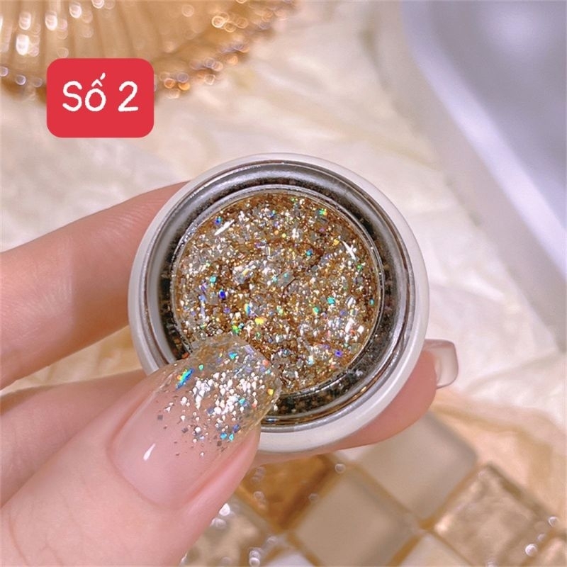 Gel nhũ khổng tước HeYu 4 màu siêu đẹp nhũ mix lên móng cực xinh