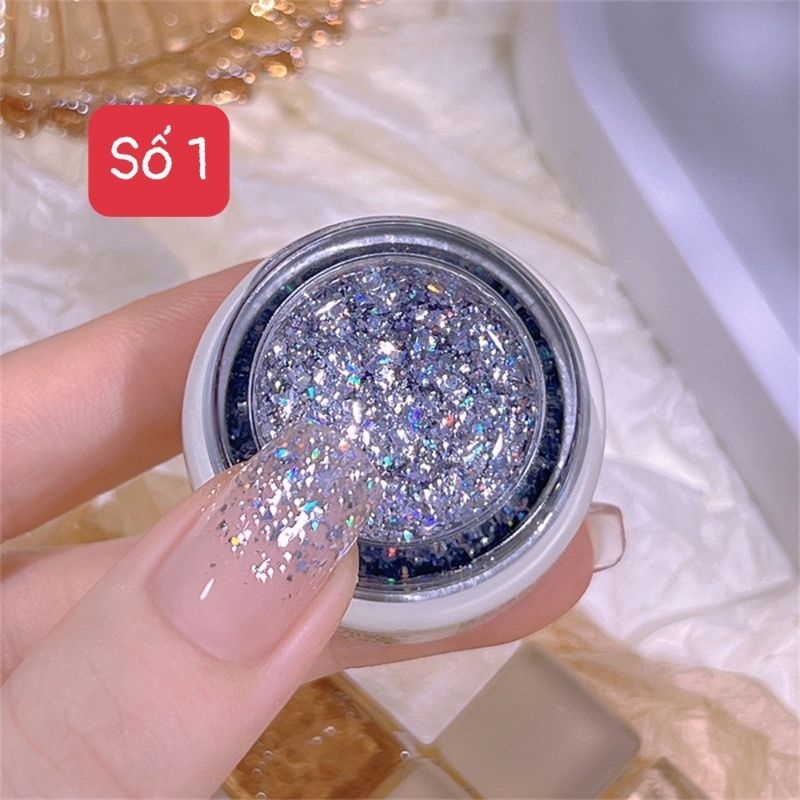 Gel nhũ khổng tước HeYu 4 màu siêu đẹp nhũ mix lên móng cực xinh