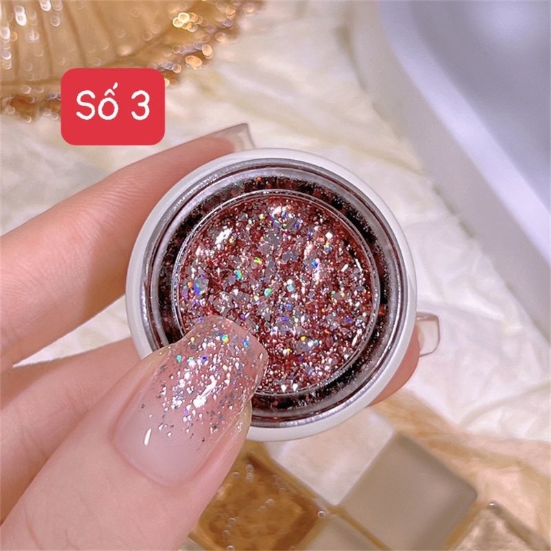 Gel nhũ khổng tước HeYu 4 màu siêu đẹp nhũ mix lên móng cực xinh