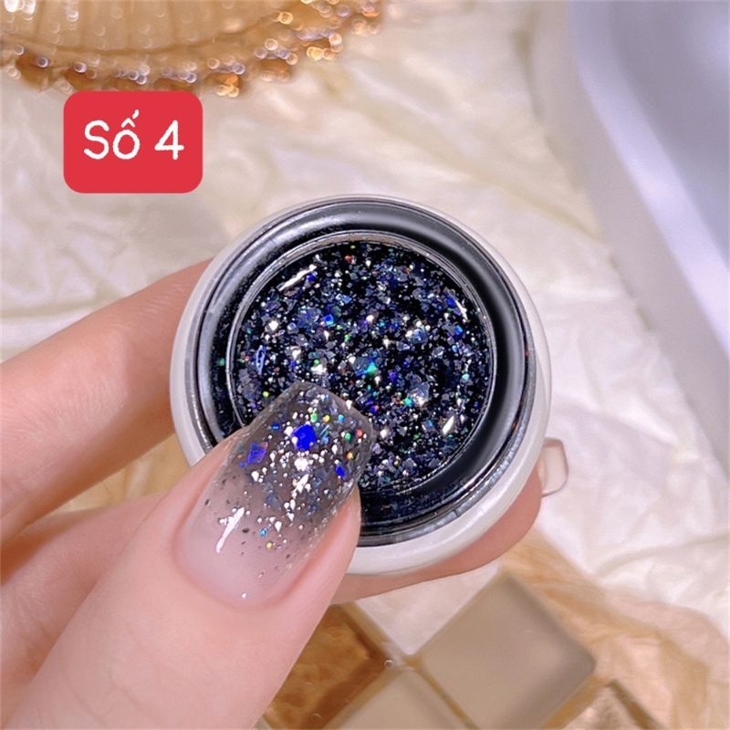 Gel nhũ khổng tước HeYu 4 màu siêu đẹp nhũ mix lên móng cực xinh