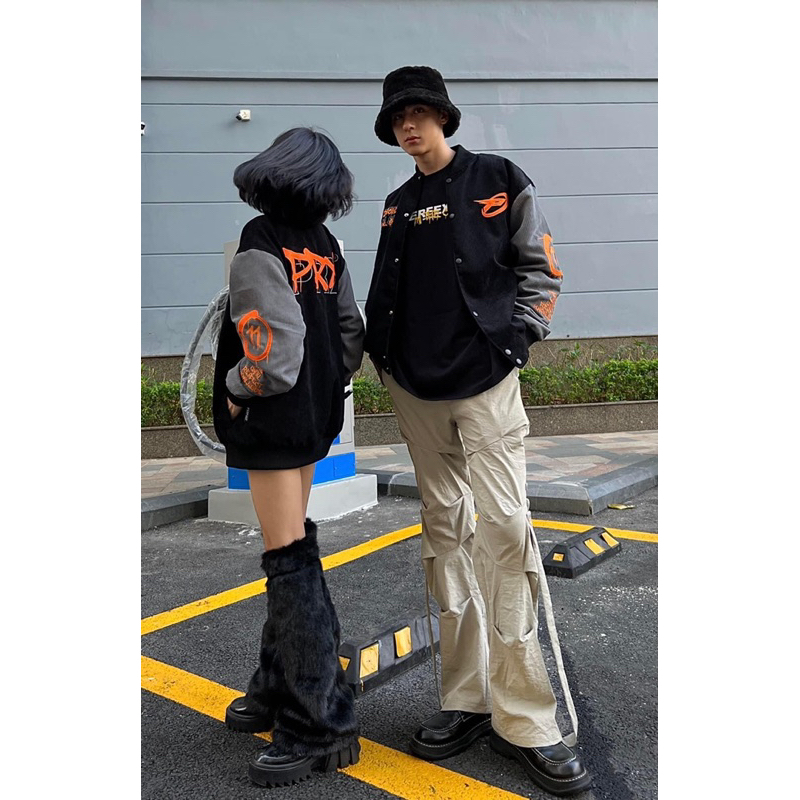 Áo khoác Perfext Varsity Jacket Nhung Tăm Lót Dù, Hoạ Tiết Thêu
