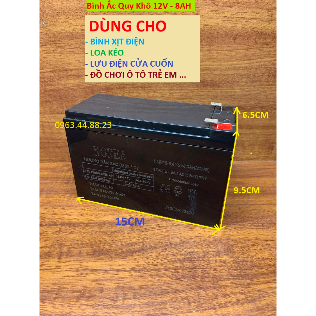 Bình ắc quy khô 9AH/12V Cam kết Hàng chính hãng