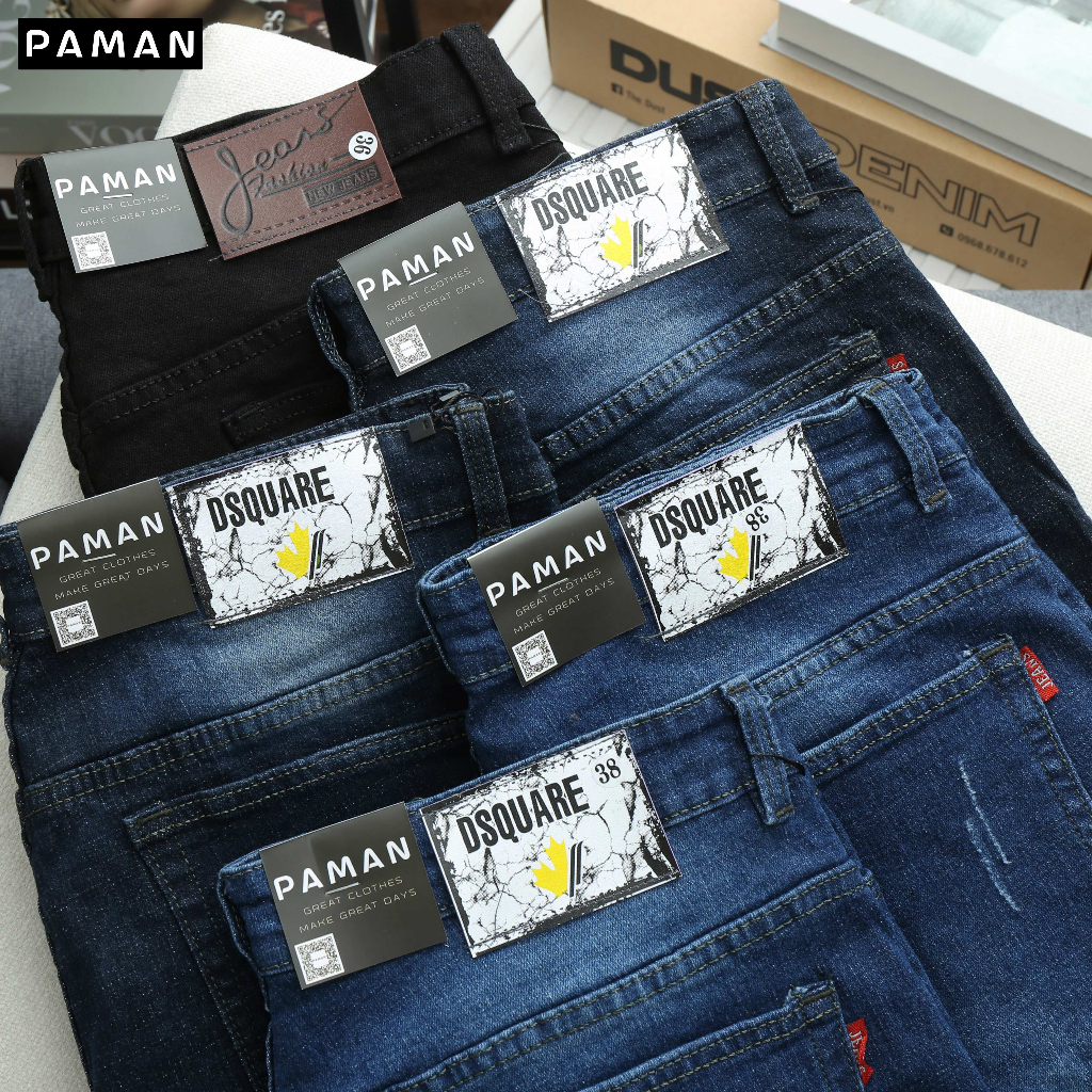 Quần jeans dài nam Bigsize 60-90kg PAMAN dáng basic co giãn rộng rãi 5 màu cao cấp dày dặn chất lượng 004QD